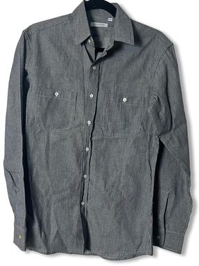 Gustin Men’s Hickory Stripe Cotton Workshirt Long Sleeve Dual Pocket Sz. XS